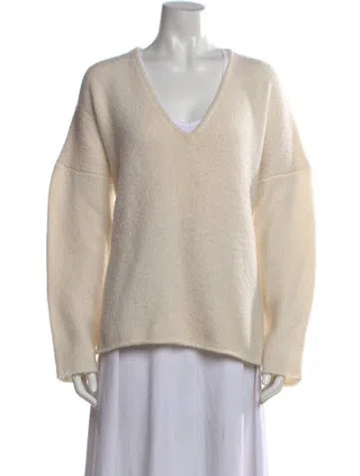 Pre-owned 6397 V-neck Sweater In Neutral