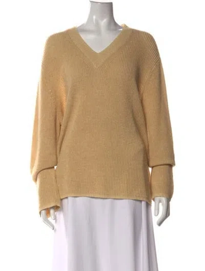 Pre-owned 6397 V-neck Sweater In Neutral