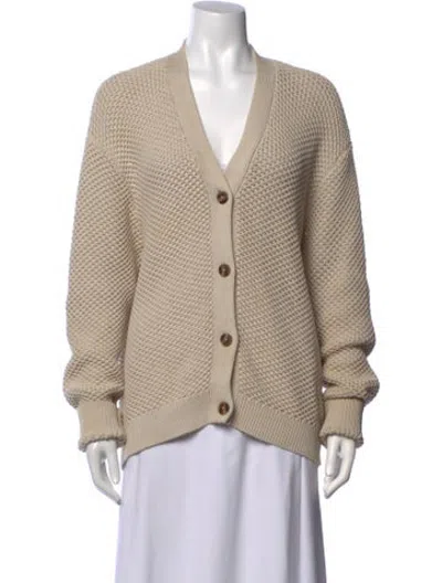 Pre-owned 6397 V-neck Sweater In Neutrals