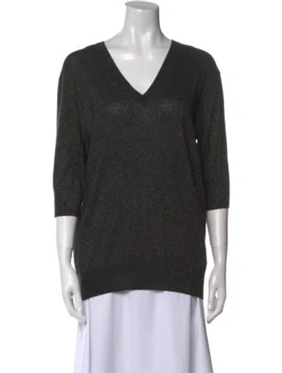 Pre-owned 6397 V-neck Three-quarter Sleeve Top In Multi