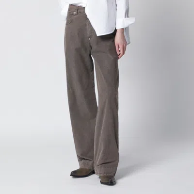 6397 Washed Olive Green Wide-leg Jeans In Gray