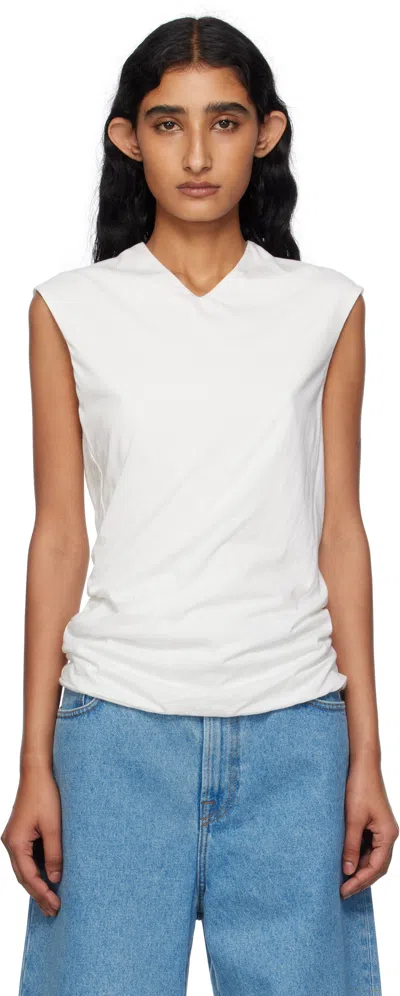 6397 White High V Tank Top