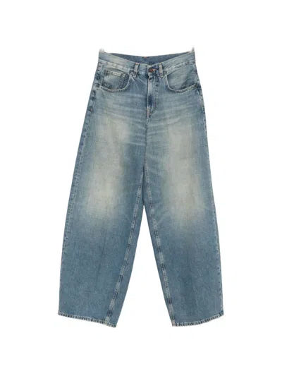 6397 Wide-leg Whiskers-effect Jeans In Blue