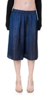 6397 Women's B-ball Short Iridescent Stripe In Navy Blue In Blue