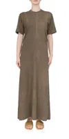 6397 Women's Sunbleached Draped Dress In Army Green In Brown