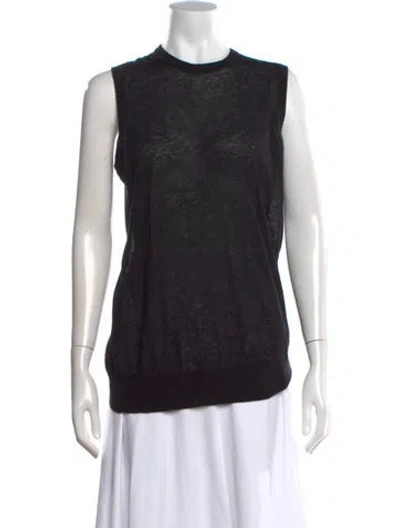 Pre-owned 6397 Wool Crew Neck Top In Black