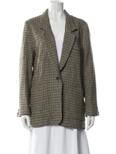 Pre-owned 6397 Wool Houndstooth Print Blazer In Blue