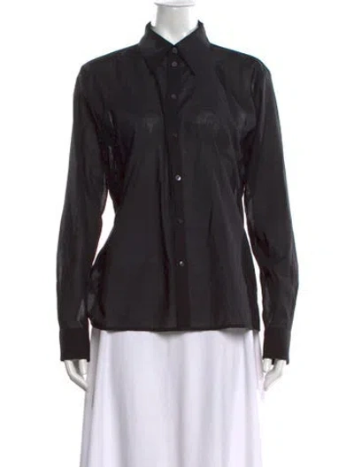 Pre-owned 6397 Wool Long Sleeve Button-up Top In Black