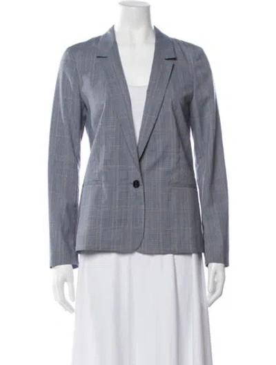 Pre-owned 6397 Wool Plaid Print Blazer In Blue