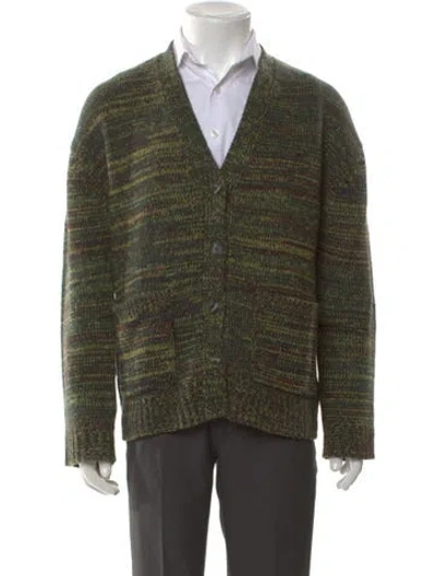 Pre-owned 6397 Wool Striped Cardigan In Green