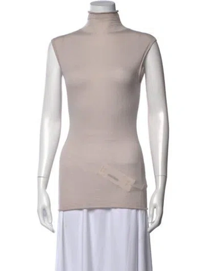 Pre-owned 6397 Wool Turtleneck Top In Neutrals