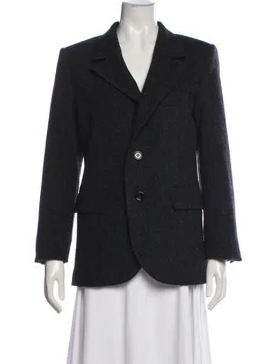 Pre-owned 6397 Wool Tweed Pattern Blazer In Black