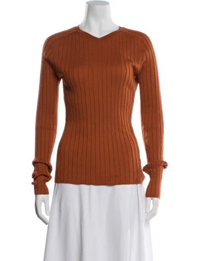 Pre-owned 6397 Wool V-neck Sweater In Orange