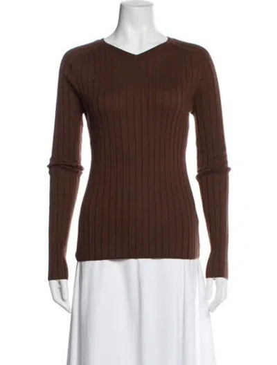 Pre-owned 6397 Wool V-neck Sweater W/ Tags In Green