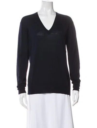 Pre-owned 6397 Wool V-neck Top In Gray