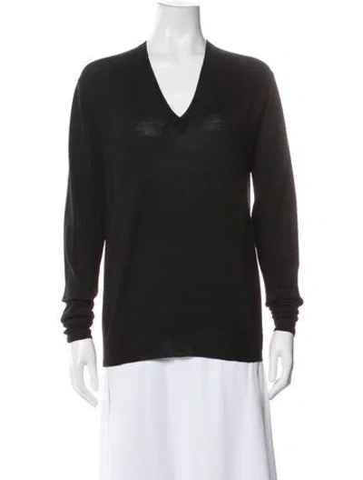 Pre-owned 6397 Wool V-neck Top In Gray