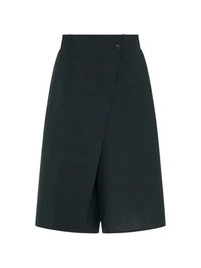 6397 Wrap-detail Knee-length Shorts In Black