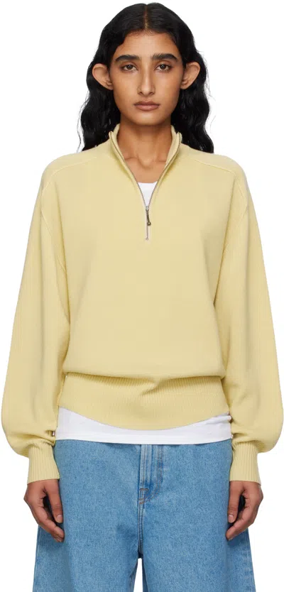 6397 Yellow Half-zip Saddle Sweater