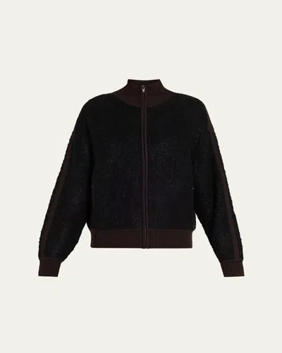 6397 Zip-up Bouclé Track Jacket In Black