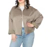 6397 Zip Up Liquid Jacket In Earth In Brown