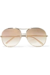 CHLOÉ Nola aviator-style gold-tone mirrored sunglasses
