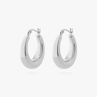 Studs Oval Crescent Hoop In Silver