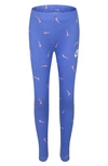 Nike Swoosh Fetti Leggings In Royal Pulse