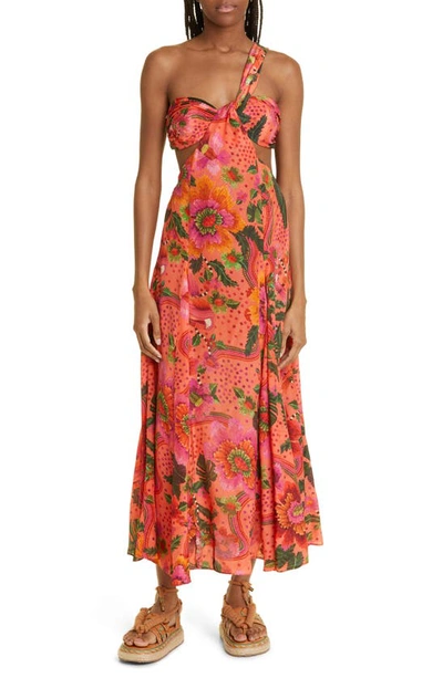 open lace back dress Bird Leaves Sand One Shoulder Maxi Dress – FARM Rio