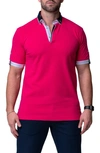 Maceoo Mozartsolidskull Fuchsia Piqué Button-down Polo In Pink