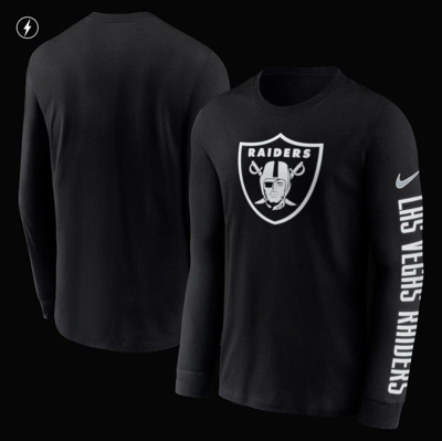 Nike Men's Rflctv Logo (nfl Las Vegas Raiders) Menâs Long-sleeve T-shirt In Black