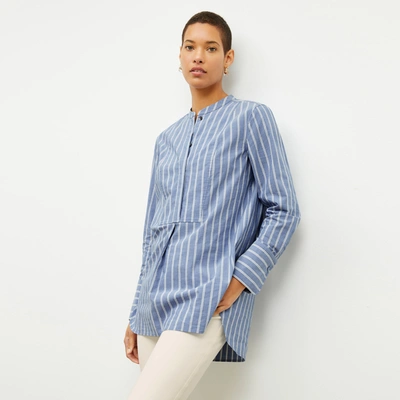 M.m.lafleur The Nichols Shirt - Poplin Stripe In Blue / White