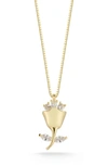Sphera Milano Gold Vermeil Cz Detail Rose Necklace In Gold