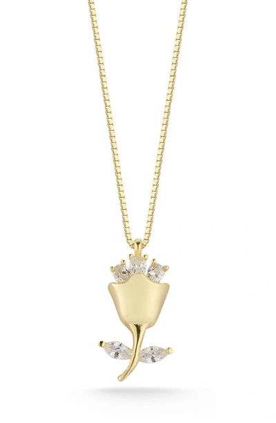 SPHERA MILANO SPHERA MILANO STERLING SILVER & CZ ROSE PENDANT NECKLACE