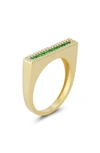 Sphera Milano 14k Yellow Gold Plated Sterling Silver & Cz Bar Ring In Gold