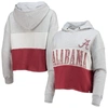 47 '47 HEATHERED GRAY/HEATHERED CRIMSON ALABAMA CRIMSON TIDE LIZZY COLORBLOCKED CROPPED PULLOVER HOODIE