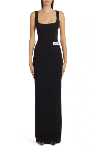 Dolce & Gabbana Punto Milano Jersey Long Dress In Black