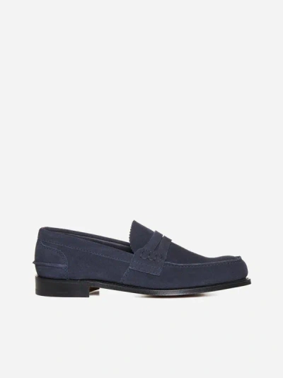 Church's Classic Suede Loafers In Navy Blue