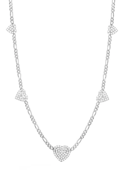 SPHERA MILANO STERLING SILVER & CZ HEART STATION NECKLACE