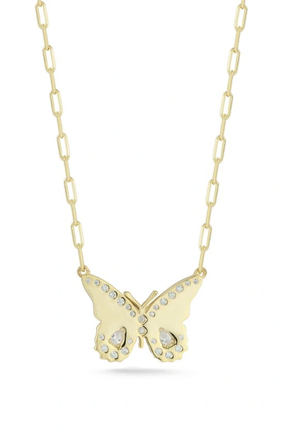 Sphera Milano 14k Over Silver Cz Butterfly Necklace In Gold