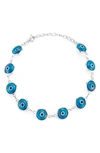 Sphera Milano Silver Cz Evil Eye Bracelet In Silver