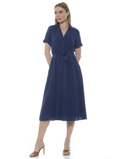 Alexia Admor Liv Collared Shirtdress In Navy