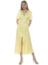 Alexia Admor Lorelei V-neck Bubble Sleeve Midi Dress In Yellow