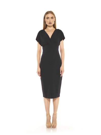 Alexia Admor Naomi Drape Surplice Neck Sheath Dress In Black