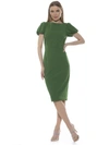 Alexia Admor Odette Puff Sleeve Midi Sheath Dress In Green