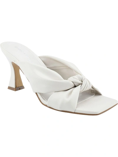 Marc Fisher Loreda Womens Faux Leather Square Toe Mules In White
