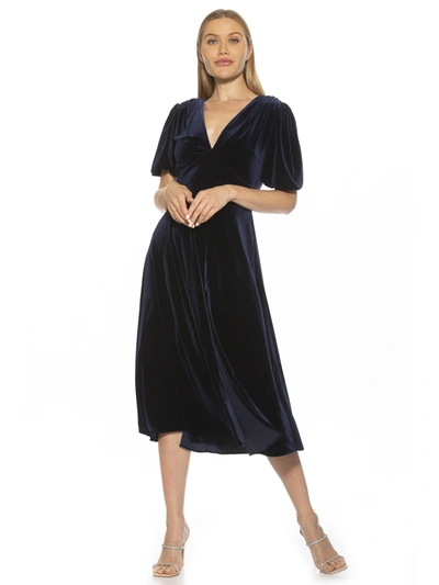 Alexia Admor Nola Velvet Midi Dress In Blue