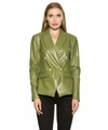 Alexia Admor Faux Leather Double-breasted Peak Lapel Blazer In Olive