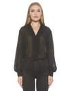 Alexia Admor Mila Long Sleeve Chiffon Blouse In Black