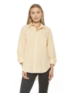 Alexia Admor Amber Classic Boyfriend Fit Button-up Shirt In Beige