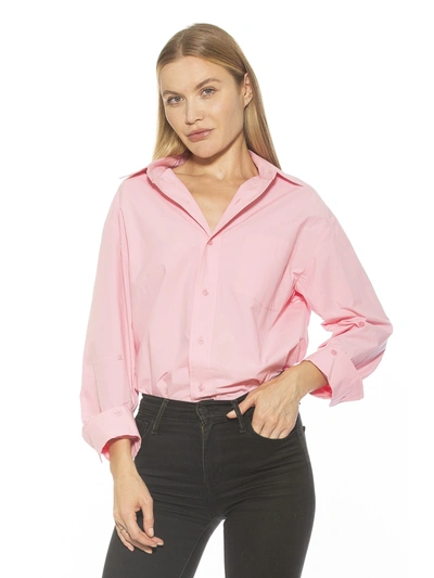 Alexia Admor Amber Classic Boyfriend Fit Button-up Shirt In Pink